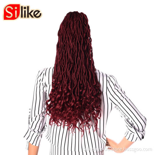20inch Goddess Locs Crochet Braids Black Wavy Faux Locs Crochet Hair Curly Ends Dreadlocks Synthetic Braiding Hair Extensions